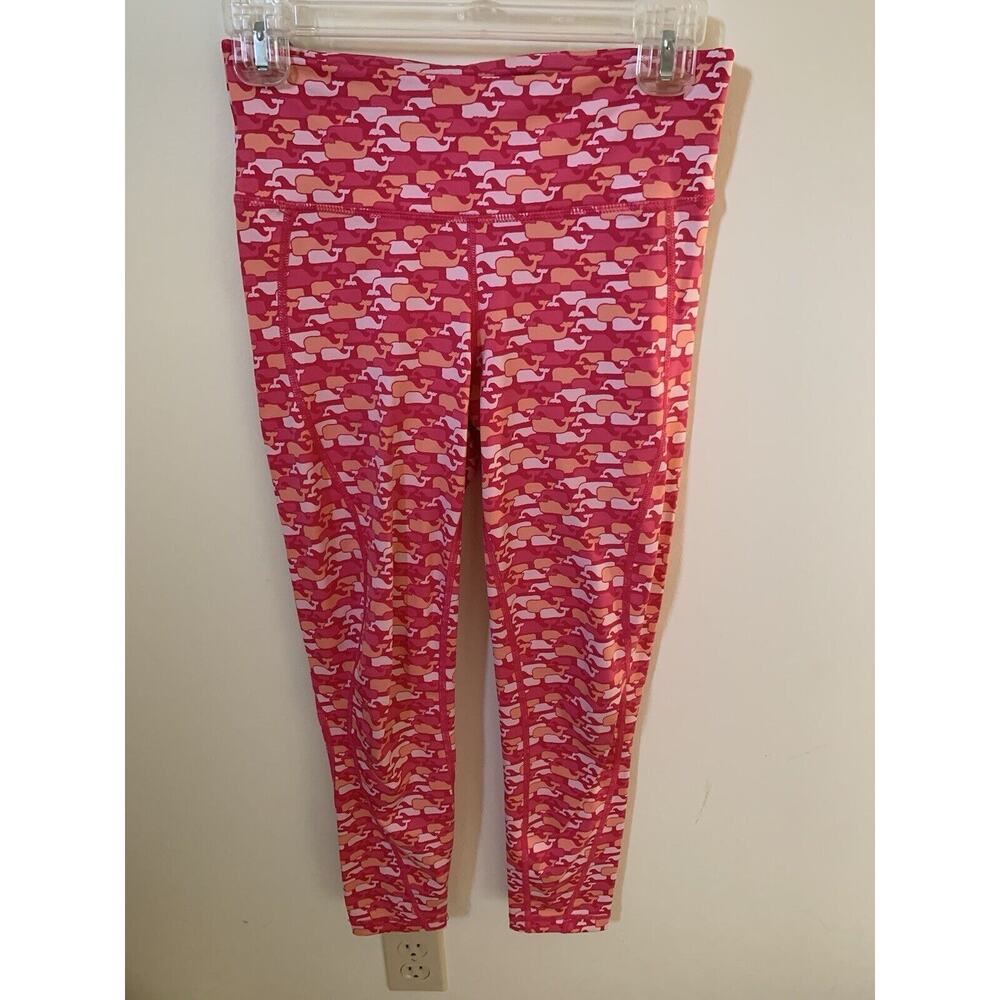 Vineyard Vines Performance Leggings XS Multicolor Pink Whale Print Pockets Ankle